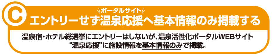 C エントリーせず温泉応援へ基本情報のみ掲載する